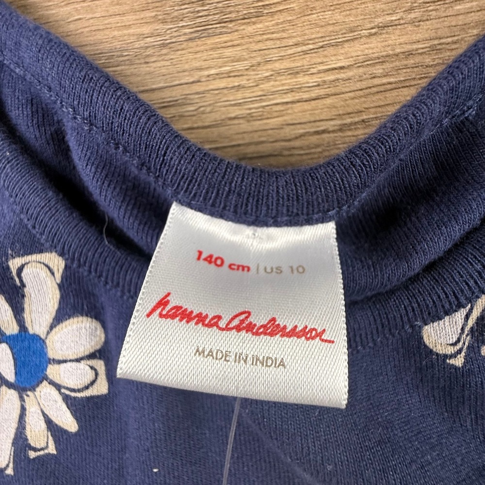 Hanna Andersson Girls Navy Blue Floral Twirl Dress Orangic Cotton 10 NEW Summer - Picture 8 of 11